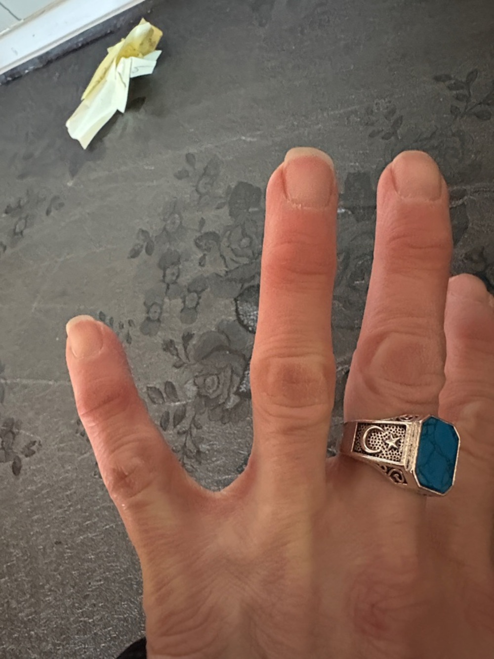 WOMEN'S MEN'S TURQUOISE .925 STERLING SILVER MOON STAR SIDE DESIGN SIZE 9 RING - Picture 4 of 12